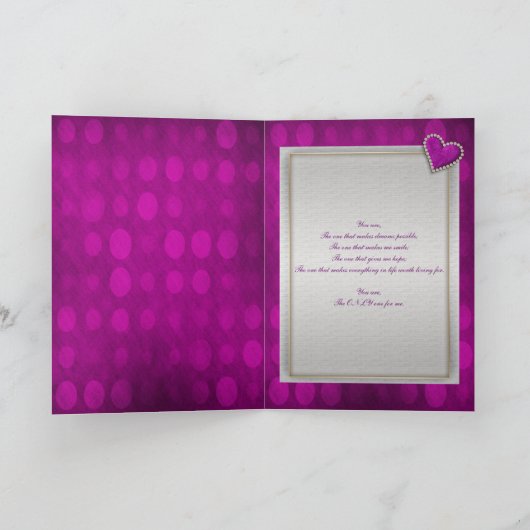 Romantisches lila Silberherz Feiertagskarte (Innenseite)