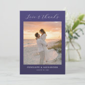 Romantisches lila Strandfoto Dankeskarte (Stehend Vorderseite)