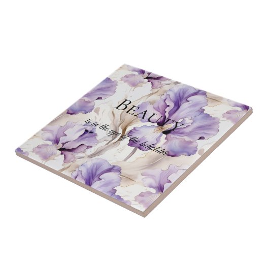 Romantisches Lila Zitat von Iris Blumenbeauty Fliese (Seite)