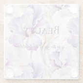 Romantisches Lila Zitat von Iris Blumenbeauty Glasuntersetzer (Rückseite)