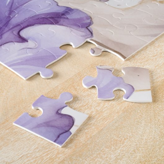 Romantisches Lila Zitat von Iris Blumenbeauty Puzzle (Seite)