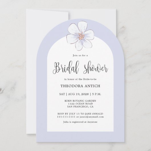 Romantisches Lilac Floral Brautparty Einladung (Vorderseite)