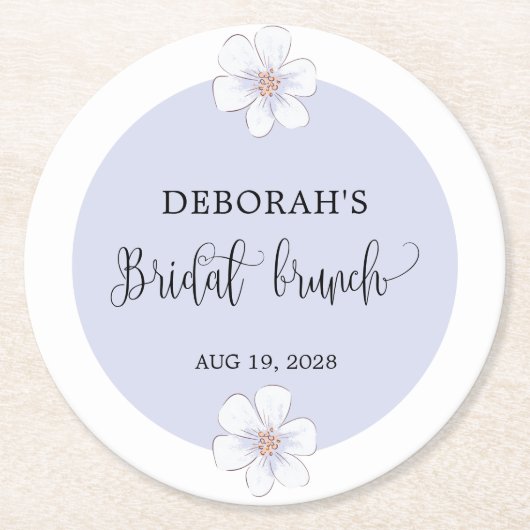 Romantisches Lilac Floral Brautparty Runder Pappuntersetzer (Vorderseite)