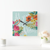 Romantisches Luxe X | ließ Ihre Leben-Blüte Quadratische Wanduhr (Zuhause)