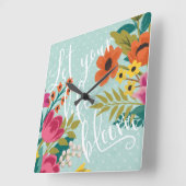 Romantisches Luxe X | ließ Ihre Leben-Blüte Quadratische Wanduhr (Winkel)