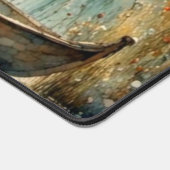 Romantisches Mädchen in einem Boot. Personalisiert Schreibtischunterlage (Ecke)