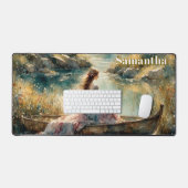 Romantisches Mädchen in einem Boot. Personalisiert Schreibtischunterlage (Tastatur & Maus)