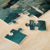 Romantisches Mädchen in Holzschiff am See Puzzle (Seite)