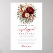 Romantisches Marine-Rotes Herbst-Unplugged-Zeremon Poster (Vorne)