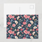 Romantisches Marineblau-Blumengarten-Muster Postkarte (Vorne/Hinten)
