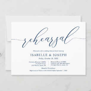 Romantisches Marineblau, Hochzeit und Abendessen P Einladung