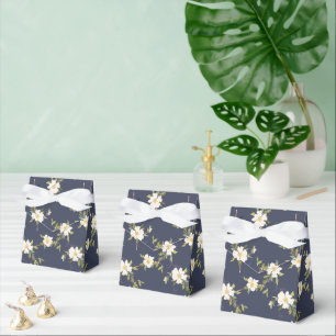 Romantisches Marineblau-Weiß-Blumenmuster  Geschenkschachtel