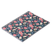 Romantisches marineblaues Blumengartenmuster Notizblock (Linke Seite)