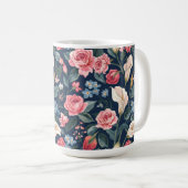Romantisches Marineblumen-Gartenmuster Kaffeetasse (VorderseiteRechts)