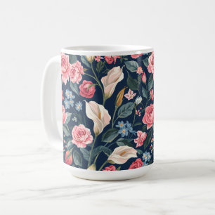 Romantisches Marineblumen-Gartenmuster Kaffeetasse