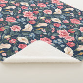 Romantisches Marineblumen-Gartenmuster Sherpadecke (3/4)