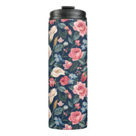 Romantisches Marineblumen-Gartenmuster Thermosbecher