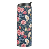 Romantisches Marineblumen-Gartenmuster Thermosbecher (Nach links gedreht)