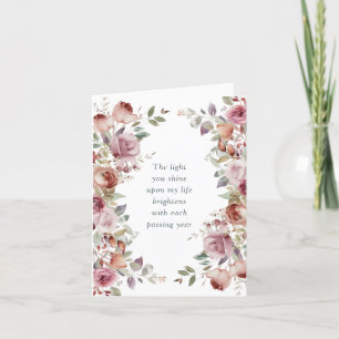 Romantisches Mauve-Blumenmuster zum Valentinstag Feiertagskarte