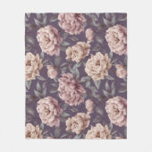 Romantisches Mauve-Pfingstrosen-Creme-Blumenmuster Fleecedecke (Vorderseite)