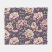 Romantisches Mauve-Pfingstrosen-Creme-Blumenmuster Fleecedecke (Vorderseite (Horizontal))
