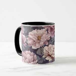 Romantisches Mauve-Pfingstrosen-Creme-Blumenmuster Tasse