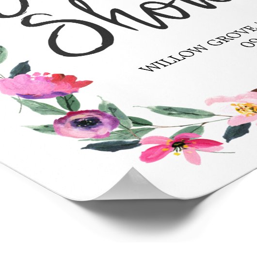 Romantisches Messe Brautparty Herzlich Willkommen Poster (Ecke)