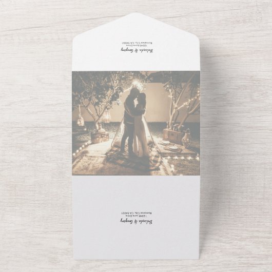 Romantisches Minimalistisches 2 Foto Moderne Hochz All In One Einladung (Außenbereich)