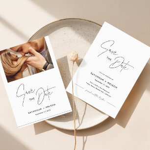 Romantisches Minimalistisches Foto Save the Date Einladung