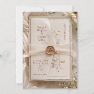 Romantisches modernes Vellum-Hochzeitswachssiegel Einladung