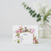 ROMANTISCHES MONOGRAM, Cyclamen, rosa grüne Auberg Visitenkarte (Stehend Vorderseite)