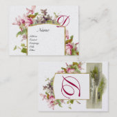 ROMANTISCHES MONOGRAM, Cyclamen, rosa grünes Plati Visitenkarte (Vorne/Hinten)