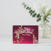 ROMANTISCHES MONOGRAM, Cyclamen, rosa, weiß Visitenkarte (Stehend Vorderseite)