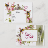 ROMANTISCHES MONOGRAM, Cyclamen und Honigbienen Visitenkarte (Vorne/Hinten)