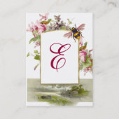 ROMANTISCHES MONOGRAM, Cyclamen und Honigbienen Visitenkarte (Rückseite)