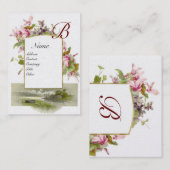 ROMANTISCHES MONOGRAM, Cyclamens, rosa grüne, weiß Visitenkarte (Vorne/Hinten)