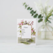 ROMANTISCHES MONOGRAM, Cyclamens, rosa grüne, weiß Visitenkarte (Stehend Vorderseite)