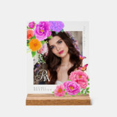 Romantisches Monogram Peonies Garden Foto Acrylschild (Vorderseite)