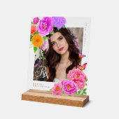 Romantisches Monogram Peonies Garden Foto Acrylschild (Winkel)