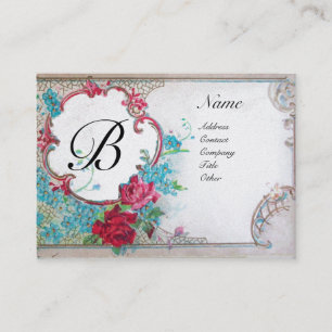 ROMANTISCHES MONOGRAMM, Platin-Metallpapier, silbe Visitenkarte