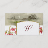 ROMANTISCHES MONOGRAMM, PÖPPIEN, rot-grüne Perle Visitenkarte (Rückseite)