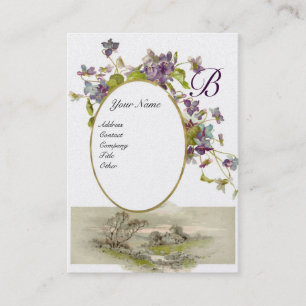 ROMANTISCHES MONOGRAMM, VIOLETTEN, lila grünes Gol Visitenkarte