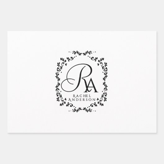 Romantisches Monogramm weiß Geschenkpapier Set (Vorderseite)