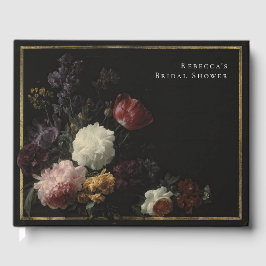 Romantisches Moody Black Gothic Florals Brautparty Gästebuch