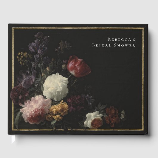 Romantisches Moody Black Gothic Florals Brautparty Gästebuch (Vorderseite)