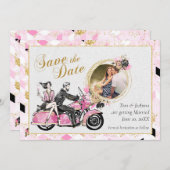 Romantisches Motorrad Save the Date (Vorne/Hinten)