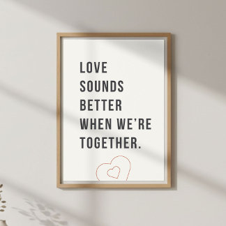 Romantisches Musikzitat. Wandbild für Paare. Poster