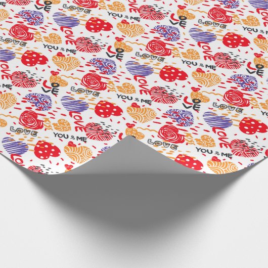 Romantisches Muster, du und ich. farbig in Weiß Geschenkpapier (Ecke)
