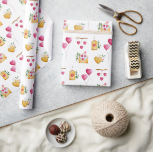 Romantisches Muster für Wasserfarben Geschenkpapier