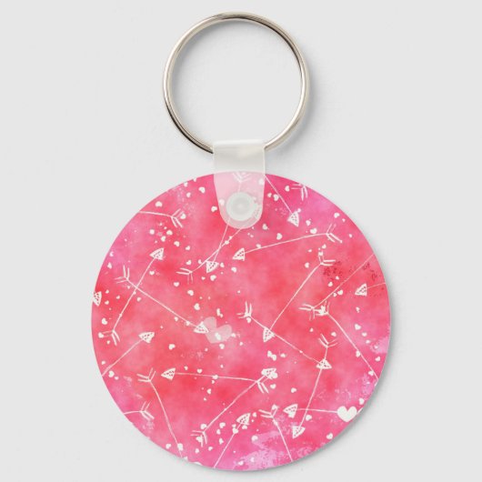 Romantisches Muster für Wasserfarben, rosa Herzen  Schlüsselanhänger (Vorderseite)
